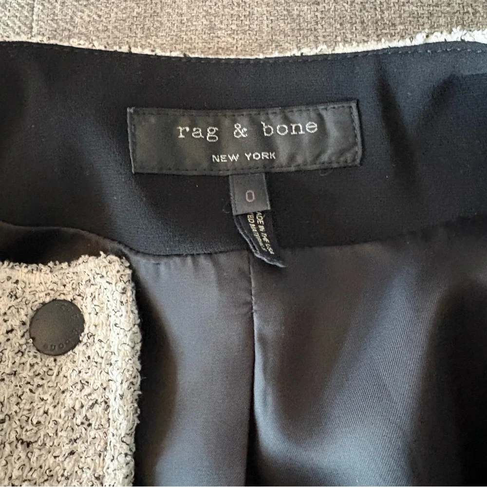 Rag & Bone Cannon Tweed Snap Front Jacket Ivory Black Bouclé Style Size 0 - Picture 7 of 9